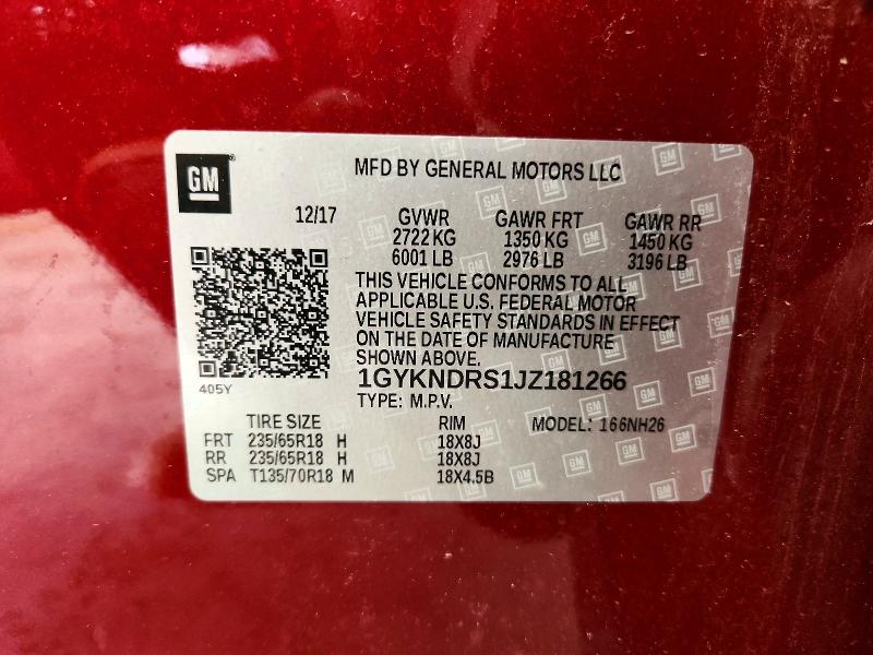 2018 Cadillac Xt5 მანქანა იყიდება აუქციონზე, vin: 1GYKNDRS1JZ181266, აუქციონის ნომერი: 71863176