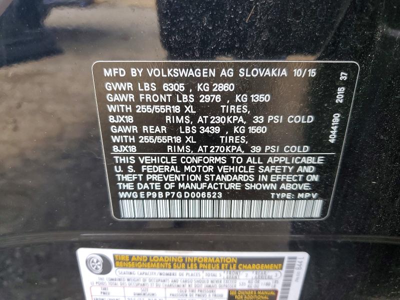 Aukcja sprzedaży 2016 Volkswagen Touareg, vin: WVGEP9BP7GD006523, numer aukcji: 70159296