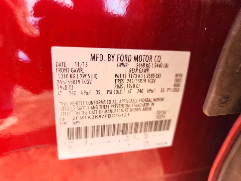 70994506 :رقم المزاد ، 2FMTK3K87FBC16121 vin ، 2015 Ford Edge مزاد بيع