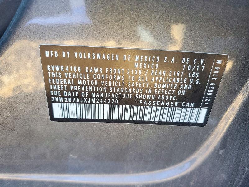 Aukcja sprzedaży 2018 Volkswagen Jetta, vin: 3VW2B7AJXJM244320, numer aukcji: 70337956