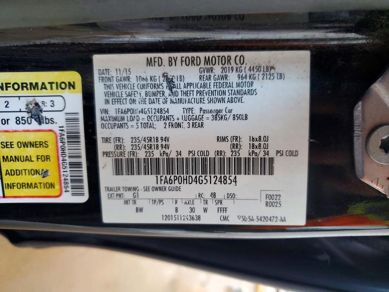 Aukcja sprzedaży 2016 Ford Fusion, vin: 1FA6P0HD4G5124854, numer aukcji: 73186196