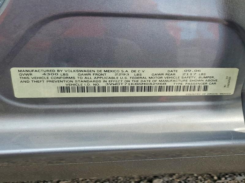 Продажа на аукционе авто 2006 Volkswagen Jetta, vin: 3VWDT71K86M042968, номер лота: 71182216