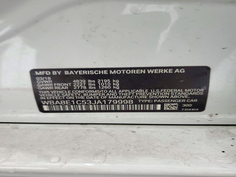 72588826 :رقم المزاد ، WBA8E1C53JA179998 vin ، 2018 Bmw 330e مزاد بيع