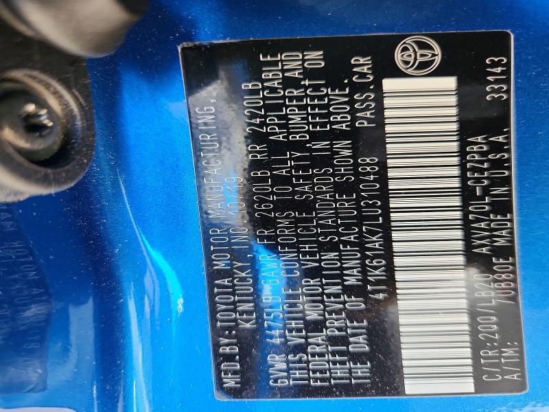 Продажа на аукционе авто 2020 Toyota Camry, vin: 4T1K61AK7LU310488, номер лота: 71041636