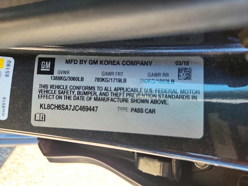 71911986 :رقم المزاد ، KL8CH6SA7JC469447 vin ، 2018 Chevrolet Spark مزاد بيع