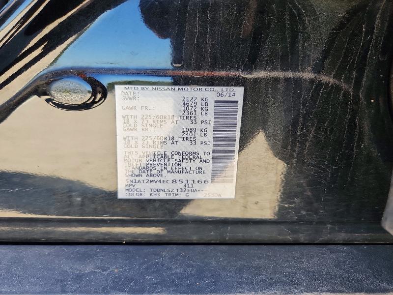 2014 Nissan Rogue მანქანა იყიდება აუქციონზე, vin: 5N1AT2MV4EC851166, აუქციონის ნომერი: 72328086