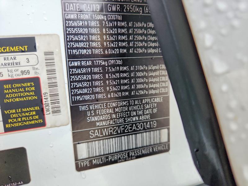 70517376 :رقم المزاد ، SALWR2VF2EA301419 vin ، 2014 Land Rover Range Rover Sport مزاد بيع