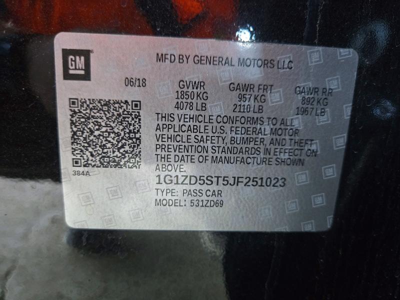 71297996 :رقم المزاد ، 1G1ZD5ST5JF251023 vin ، 2018 Chevrolet Malibu مزاد بيع