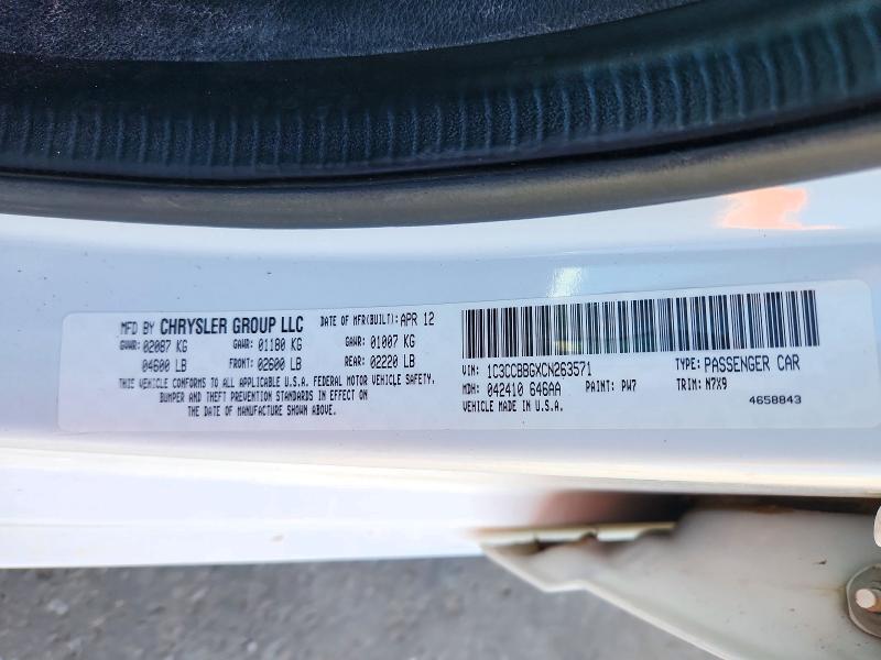 Продажа на аукционе авто 2012 Chrysler 200, vin: 1C3CCBBGXCN263571, номер лота: 74052736