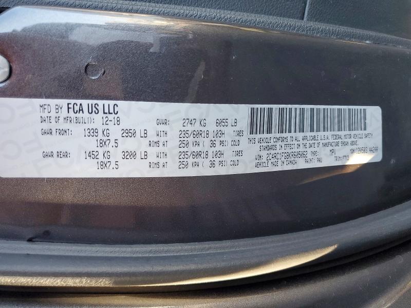 Aukcja sprzedaży 2019 Chrysler Pacifica, vin: 2C4RC1FG8KR605062, numer aukcji: 72204046