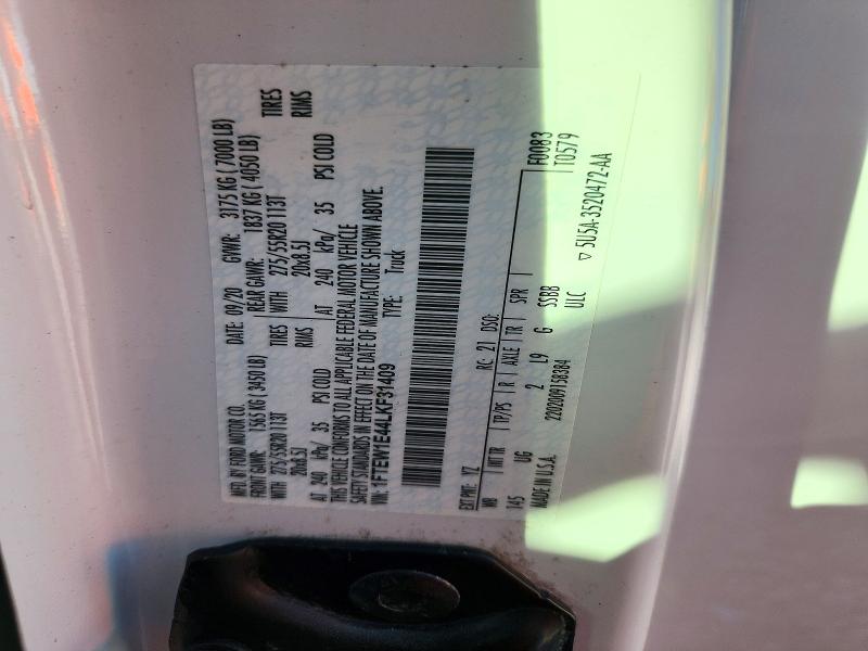 Aukcja sprzedaży 2020 Ford F150, vin: 1FTEW1E44LKF31409, numer aukcji: 72253966