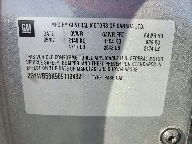72366976 :رقم المزاد ، 2G1WB58K989113432 vin ، 2008 Chevrolet Impala مزاد بيع