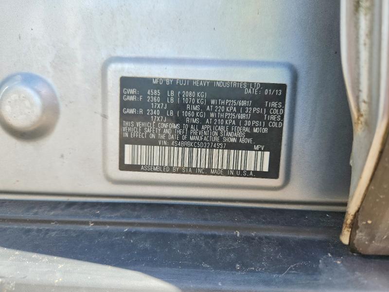 2013 Subaru Outback მანქანა იყიდება აუქციონზე, vin: 4S4BRBKC5D3274537, აუქციონის ნომერი: 71598486