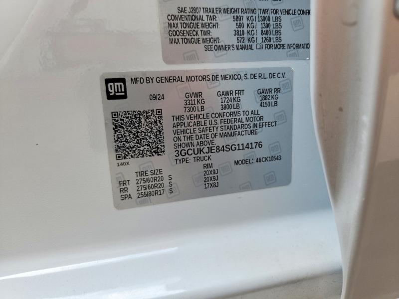 Продаж на аукціоні авто 2025 Chevrolet Silverado, vin: 3GCUKJE84SG114176, номер лоту: 71270116