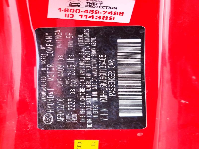 2016 Hyundai Genesis Coupe მანქანა იყიდება აუქციონზე, vin: KMHHU6KJ6GU136468, აუქციონის ნომერი: 71382926