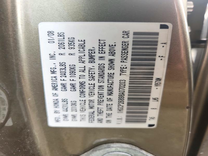 2008 Honda Accord მანქანა იყიდება აუქციონზე, vin: 1HGCP26898A070203, აუქციონის ნომერი: 71202766