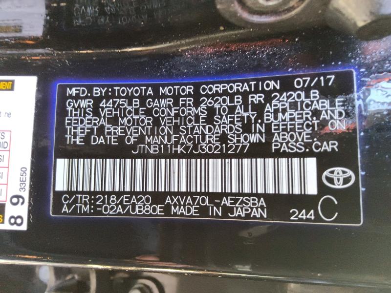 71647336 :رقم المزاد ، JTNB11HK7J3021277 vin ، 2018 Toyota Camry مزاد بيع