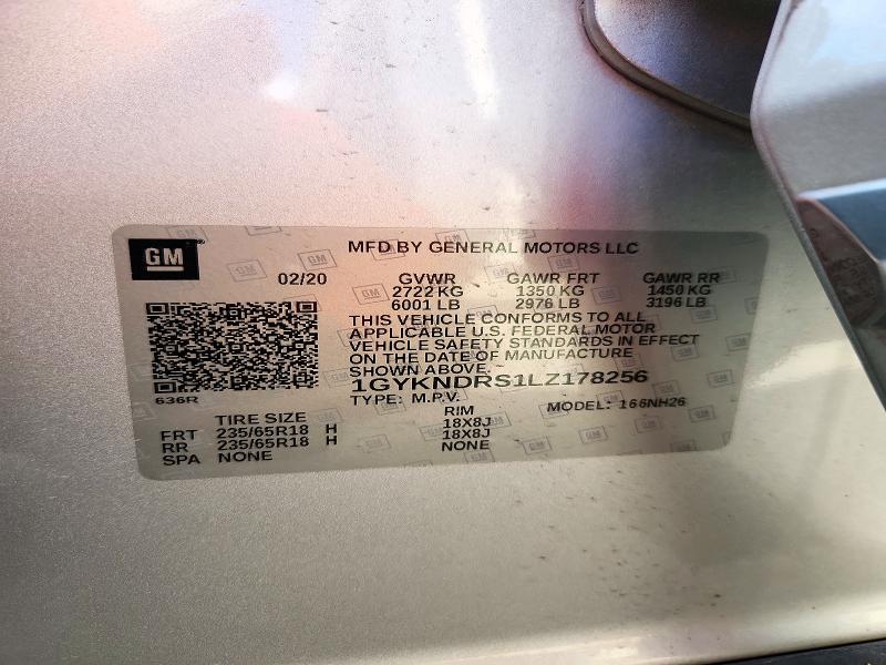 2020 Cadillac Xt5 მანქანა იყიდება აუქციონზე, vin: 1GYKNDRS1LZ178256, აუქციონის ნომერი: 72183396