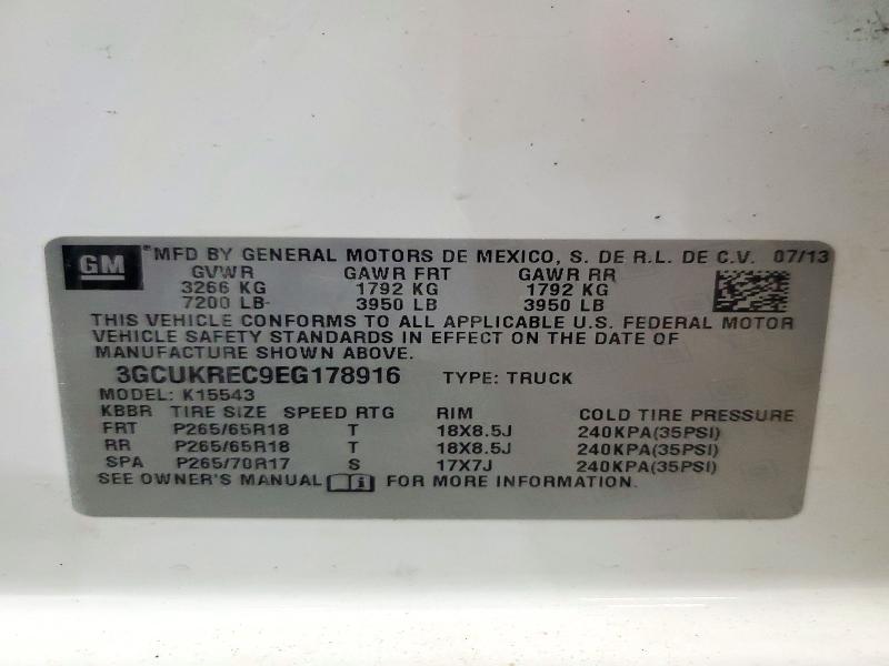72353966 :رقم المزاد ، 3GCUKREC9EG178916 vin ، 2014 Chevrolet Silverado مزاد بيع