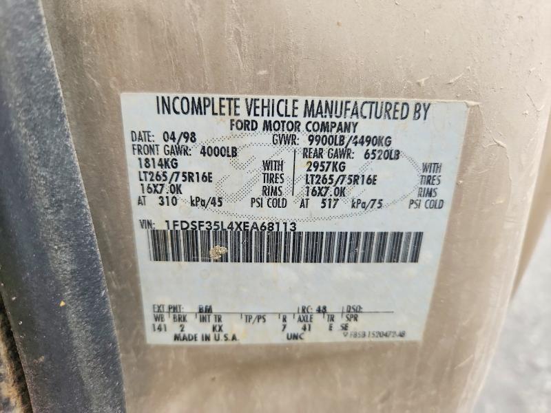 70420786 :رقم المزاد ، 1FDSF35L4XEA68113 vin ، 1999 Ford F350 مزاد بيع