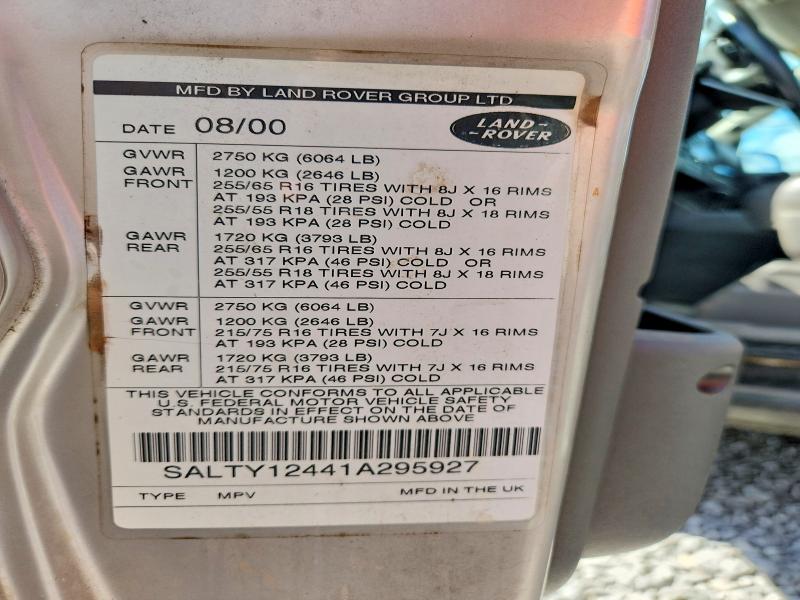Aukcja sprzedaży 2001 Land Rover Discovery Ii, vin: SALTY12441A295927, numer aukcji: 70447996