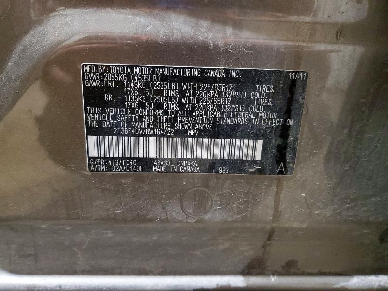 Aukcja sprzedaży 2011 Toyota Rav4, vin: 2T3BF4DV7BW164722, numer aukcji: 71668956