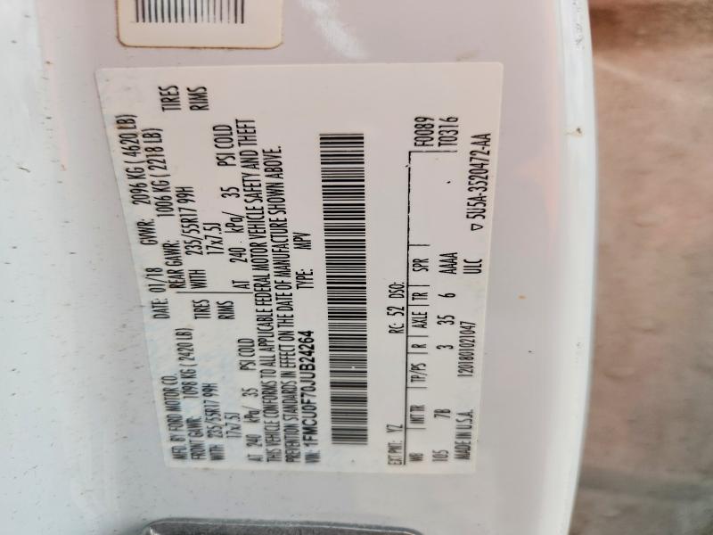 Aukcja sprzedaży 2018 Ford Escape, vin: 1FMCU0F70JUB24264, numer aukcji: 71827656