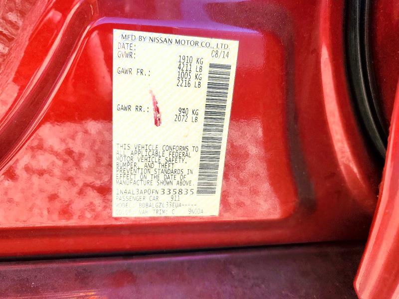 Aukcja sprzedaży 2015 Nissan Altima, vin: 1N4AL3AP0FN335835, numer aukcji: 71472546