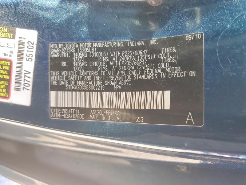 Aukcja sprzedaży 2011 Toyota Sienna, vin: 5TDKA3DCXBS002219, numer aukcji: 71360926