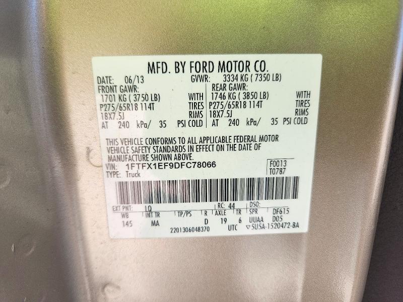 2013 Ford F150 მანქანა იყიდება აუქციონზე, vin: 1FTFX1EF9DFC78066, აუქციონის ნომერი: 71270026
