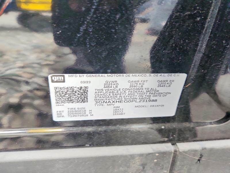 72040876 :رقم المزاد ، 3GNAXHEG0PL231988 vin ، 2023 Chevrolet Equinox مزاد بيع