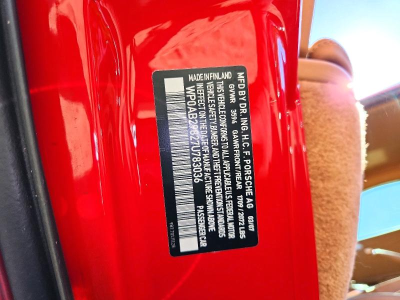 Aukcja sprzedaży 2007 Porsche Cayman, vin: WP0AB29827U783036, numer aukcji: 72106826