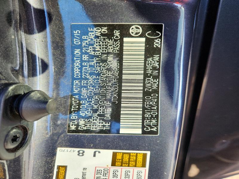 71397756 :رقم المزاد ، JTDKN3DU7F0469281 vin ، 2015 Toyota Prius مزاد بيع