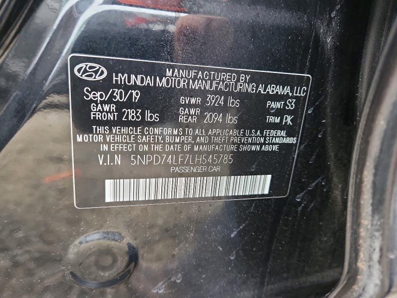 Aukcja sprzedaży 2020 Hyundai Elantra, vin: 5NPD74LF7LH545785, numer aukcji: 71282946