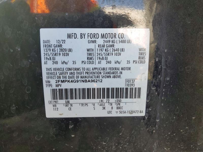 Aukcja sprzedaży 2022 Ford Edge, vin: 2FMPK4G91NBA96212, numer aukcji: 70916776