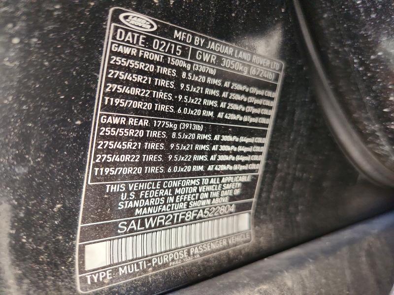 Aukcja sprzedaży 2015 Land Rover Range Rover Sport, vin: SALWR2TF8FA522804, numer aukcji: 71388746