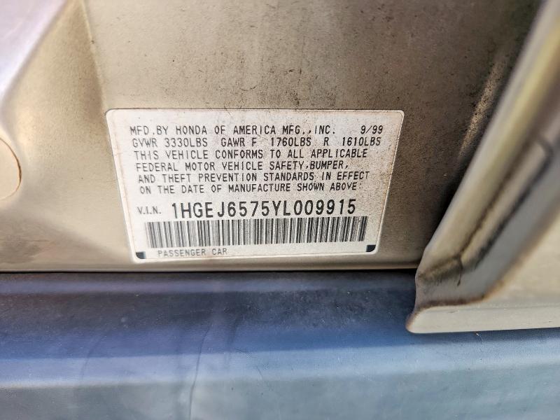 Aukcja sprzedaży 2000 Honda Civic, vin: 1HGEJ6575YL009915, numer aukcji: 71676456