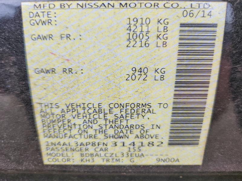 71618766 :رقم المزاد ، 1N4AL3AP8FN314182 vin ، 2015 Nissan Altima مزاد بيع