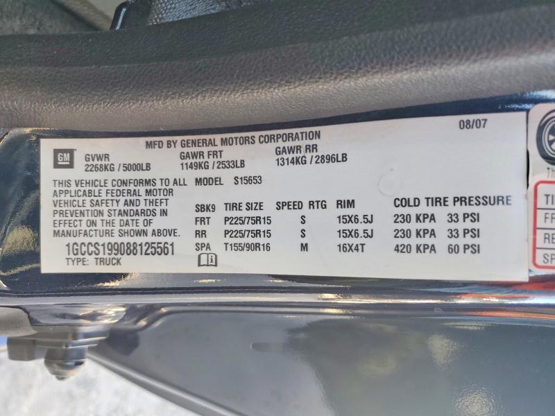 71592956 :رقم المزاد ، 1GCCS199088125561 vin ، 2008 Chevrolet Colorado مزاد بيع