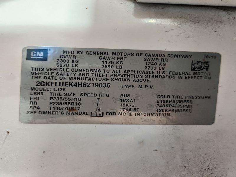 2017 Gmc Terrain მანქანა იყიდება აუქციონზე, vin: 2GKFLUEK4H6219036, აუქციონის ნომერი: 72515826