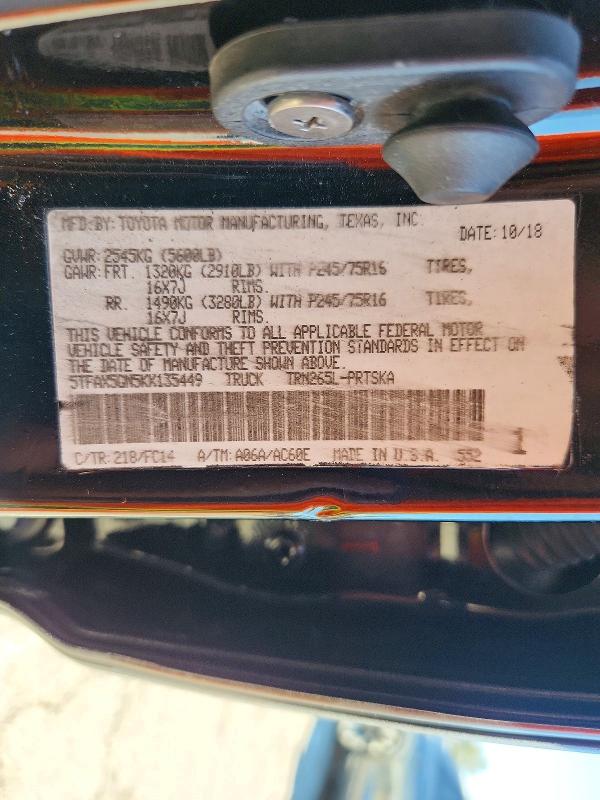 Продаж на аукціоні авто 2019 Toyota Tacoma, vin: 5TFAX5GN5KX135449, номер лоту: 71656766