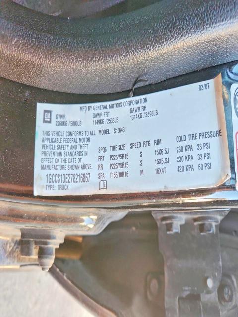 Продажа на аукционе авто 2007 Chevrolet Colorado, vin: 1GCCS13E278216867, номер лота: 71950706