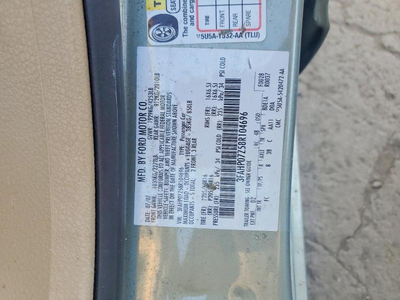 71685556 :رقم المزاد ، 3FAHP07Z58R104696 vin ، 2008 Ford Fusion مزاد بيع