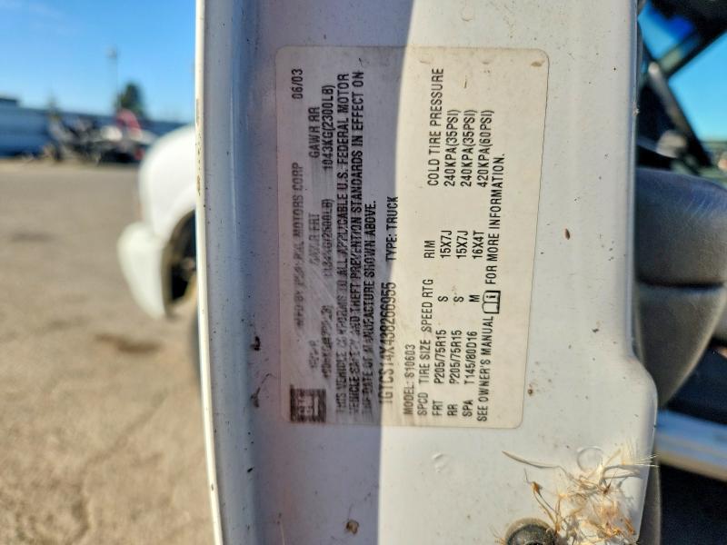 71506696 :رقم المزاد ، 1GTCS14X438266955 vin ، 2003 Gmc Sonoma مزاد بيع