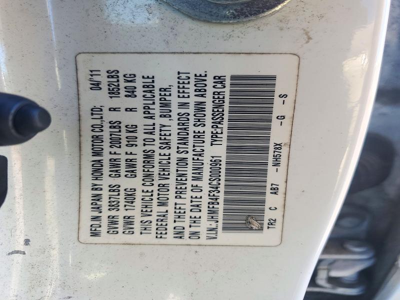 Aukcja sprzedaży 2012 Honda Civic, vin: JHMFB4F34CS000961, numer aukcji: 72046876