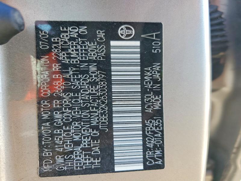 Aukcja sprzedaży 2006 Toyota Camry, vin: JTDBE32K263038797, numer aukcji: 72046436