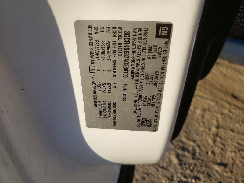 2010 Chevrolet Silverado მანქანა იყიდება აუქციონზე, vin: 3GCRKSE37AG286703, აუქციონის ნომერი: 72218486