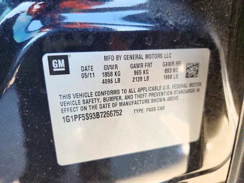 2011 Chevrolet Cruze მანქანა იყიდება აუქციონზე, vin: 1G1PF5S93B7266752, აუქციონის ნომერი: 72185926