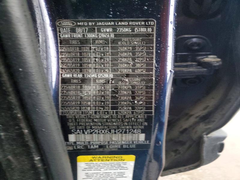 Aukcja sprzedaży 2018 Land Rover Range Rover Evoque, vin: SALVP2RX6JH271248, numer aukcji: 69978176