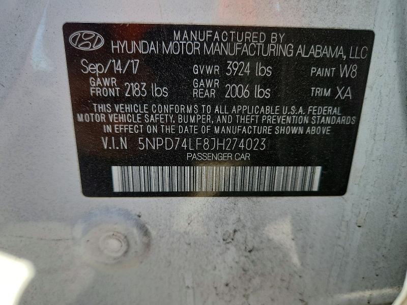 Продажа на аукционе авто 2018 Hyundai Elantra, vin: 5NPD74LF8JH274023, номер лота: 71431116